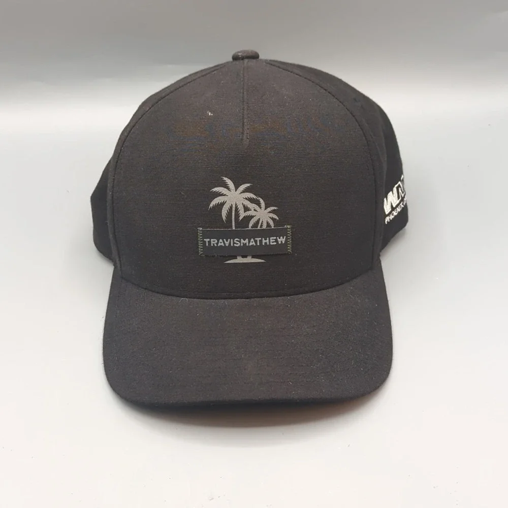 Travis Mathew Hat Cap WM Waste Management Phoenix Open Black Snapback Adjustable